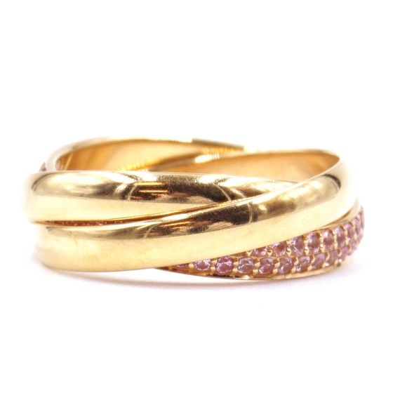 18k 750 Trinity Sapphire Stones Size 48 4.5 Ring - Picture 3 of 8